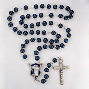 8mm Blue Wood Police Rosary (Style: R640DF)
