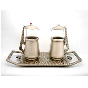 Antique Silver Cruet Set with Cast Bronze Tray (Style K652)