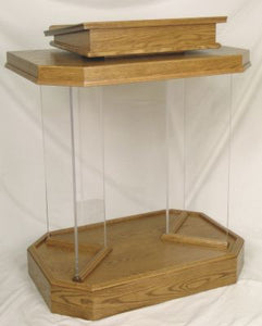 Acrylic Pulpit with Wood Base and Top (Style 3381)