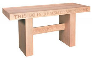 Communion Table Unfinished with Plain Trim and Lettering, 60" x 24" (Style 1015L)