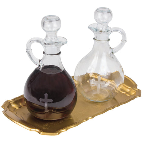 Cruet Set BrassEngraved w/grape and leaf (Style T-90B)