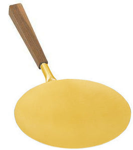 Gold Plated Communion Paten with Satin Finish and Wooden Handle (Style K317)