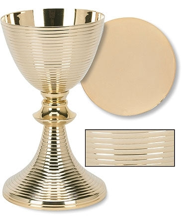 Gold Plated Ring Chalice with Paten (Series TS683)