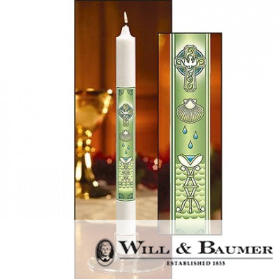 Baptismal Candle: Dove with Shell (12 / Case)