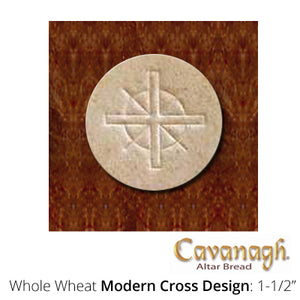 Whole Wheat Altar Bread: 1-1/2" Dia. (Modern Cross Design)