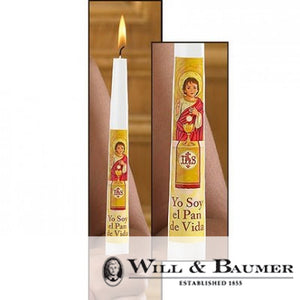 Communion Candle: "Yo Soy el Pan de Vida" (Case of 24)