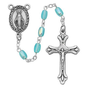 Blue Pearl Baby Rosary Boxed (Style: R423G)
