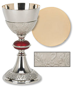 Grape Patterned with Red Node Chalice and Paten Set (Series TS682)