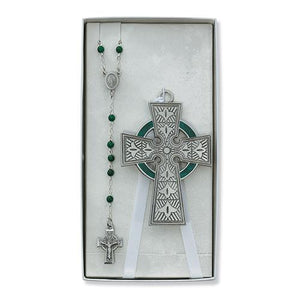 Celtic Crib Cross and Rosary Set (Style: BS38)