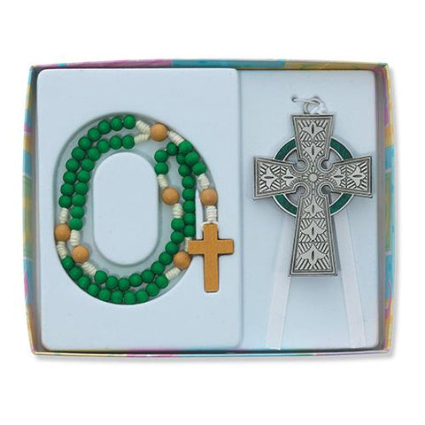 Celtic Crib Cross Rosary Set (Style: BS34)