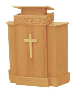 Wooden Pulpit with Cross and One Shelf (Style 367)