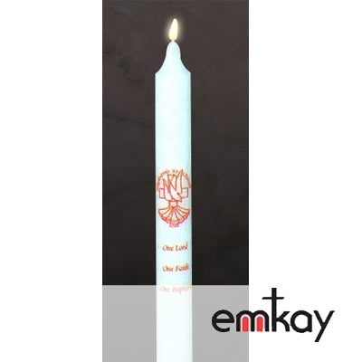 Baptismal Candle: "One Lord, One Faith, One Baptism" (Case of 24)