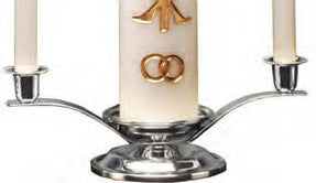 Wedding Unity Candle Set: Silver Tone Holder