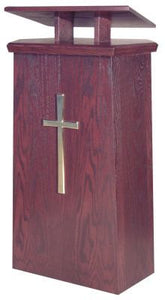 Wooden Lectern with Adjustable Top and Two Inside Shelves (Style 511A)