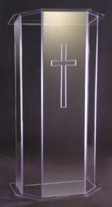 Acrylic Lectern with Wood Top and Shelf (Style 3325WS)
