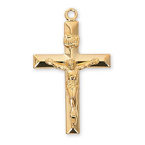 Gold Over Sterling Silver Celtic Crucifix 18" Chain and Box (Style: J8084)