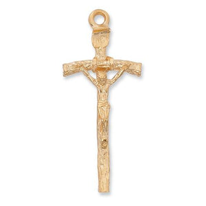 Gold Over Sterling Silver Celtic Crucifix 24" Chain and Box (Style: J9030)