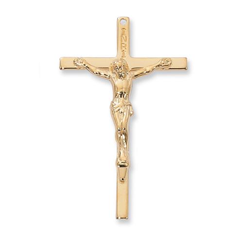 Gold Over Sterling Silver Crucifix 18" Chain and Box (Style: J8030)