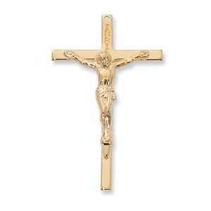 Gold Over Sterling Silver Crucifix 18" Chain and Box (Style: J8030)