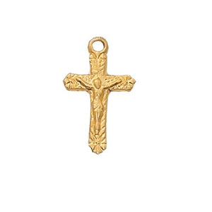 Gold Over Sterling Silver Crucifix 24" Chain and Box (Style: J6004)