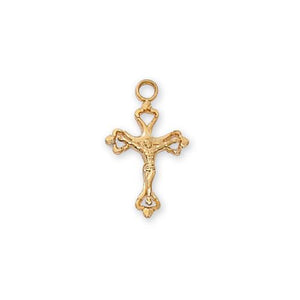 Gold Over Sterling Silver Crucifix 24" Chain and Box (Style: J6026S)