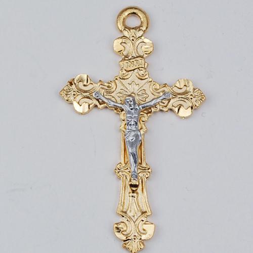 Gold Over Sterling Silver Tutone Celt Crucifix 18" Chain and Box (Style: JT9184)