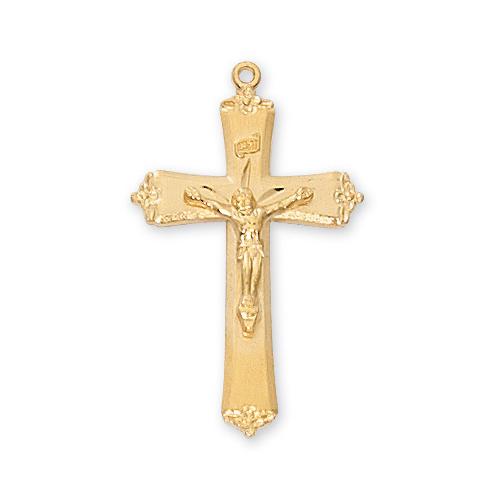 Gold Over Sterling Silver Tutone Crucifix 24" Chain and Box (Style: JT5017)