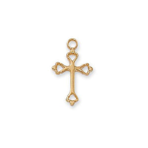 Gold Over Sterling Silver Cross 13" Chain and Box (Style: J8003BT)