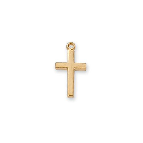 Gold Over Sterling Silver Cross 16" Chain and Box (Style: J6099)