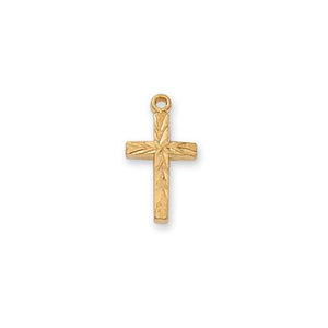 Gold Over Sterling Silver Cross 16" Chain and Box (Style: J8001)