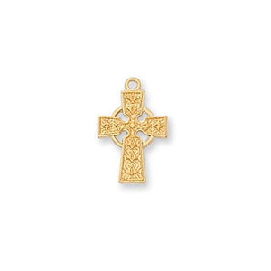 Gold Over Sterling Silver Cross 16" Chain and Box (Style: J8023)