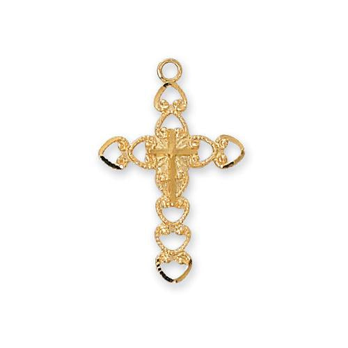 Gold Over Sterling Silver Cross 18" Chain and Box (Style: J6091)