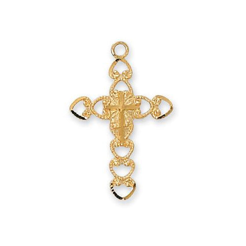 Gold Over Sterling Silver Cross 18" Chain and Box (Style: J6091)