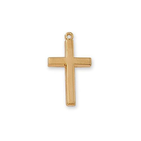 Gold Over Sterling Silver Cross 18" Chain and Box (Style: J7001)