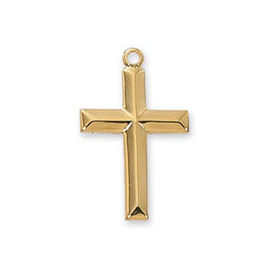 Gold Over Sterling Silver Cross 18" Chain and Box (Style: J7022)