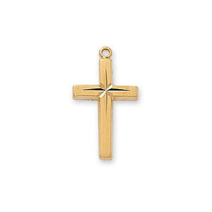 Gold Over Sterling Silver Cross 18" Chain and Box (Style: J7060)
