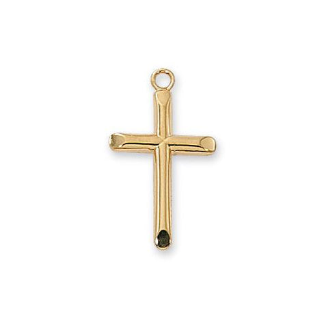 Gold Over Sterling Silver Cross 18" Chain and Box (Style: J8004)