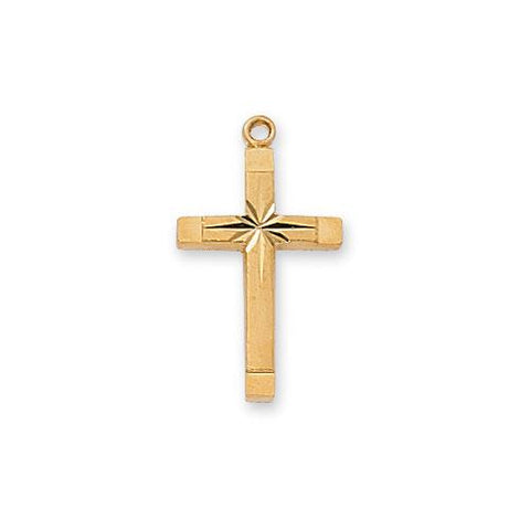 Gold Over Sterling Silver Cross 18" Chain and Box (Style: J8062)