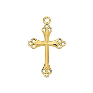Gold Over Sterling Silver Cross 18" Chain and Box (Style: J9148)