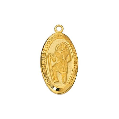 Gold Over Sterling Silver St. Christopher 18" Chain and Box (Style: J388)