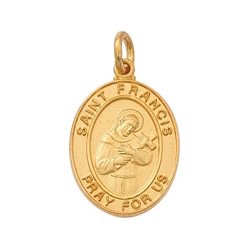 Gold Over Sterling Silver St Francis 18" Chain and Box (Style: J683FR)