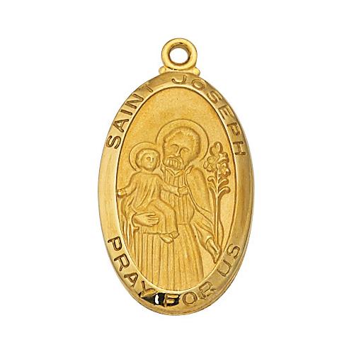 Gold Over Sterling Silver St. Joseph 24" Chain and Box (Style: J550JS)