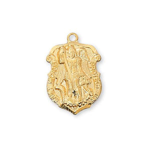 Gold Over Sterling Silver St. Michael 18" Chain and Box (Style: J425)