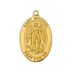 Gold Over Sterling Silver St. Michael 20" Chain and Box (Style: J461MK)