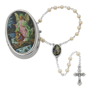 Guardian Angel Pearl Rosary With Box (Style: 760-23)