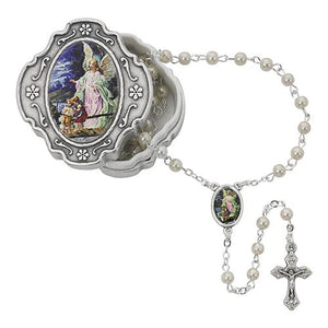 Guardian Angel Pearl Rosary With Box (Style: 760-93)