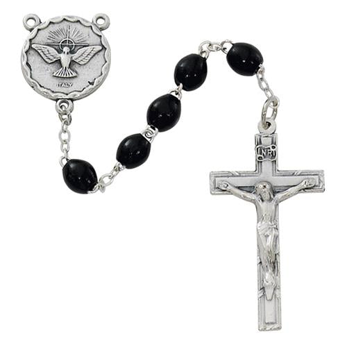 Oval Black Holy Spirit Rosary (Style: R264SF)