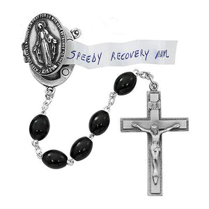 Pewter Black Pray Petition Rosary Box (Style: R591DF)