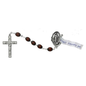 Pewter Brown Pray Petition Rosary Box (Style: R590DF)