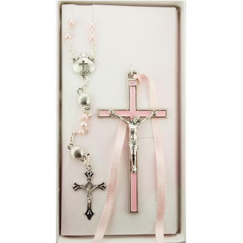 Pink Crucifix and Shell Rosary (Style: BS53)